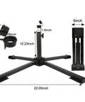 Heavy Duty Foldable Beach Umbrella Stand With Universal Clamp That Fits Poles From One Inch To One And A Half Inches Portable Base Holder shown with measurements