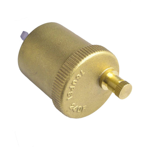 Hydro Master automatic air vent valve, brass, 1/8 inch thread, knurled adjustment knob