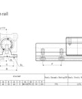 Technical drawing of Beefy Linear Rail Kit With 1000mm Rails And Four SBR16UU Slider Blocks, showing dimensions and specifications.