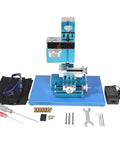 Knockout Mini Metal Lathe And Milling Machine For Tabletop Diy Shops includes safety goggles and tools for soft metals and wood.