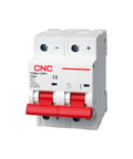 Rock Solid 2 Pole 100 Amp 500V DC Miniature Circuit Breaker With Din Rail Mount For Solar Pv Systems, red switch design.