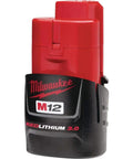 M12 Red Lithium Compact Battery Pack delivers serious juice with 3.0 amp hours, featuring a durable tough shell for tradesmen.