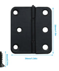 Killer 24 Pack Of 1.5 Inch Black Butt Hinges For Doors And Cabinets Hella Durable Steel Hardware Screws Included Smooth Operation Dead Simple Installation Freshen Up Your Cabinets Now - Close-up of black hinge with screw, dimensions shown.