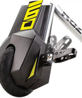 PowerRider 360 Drifting Trike Electric Ride On For Kids 9 MPH Top Speed With 40 Minute Run Time Dual Rear Caster Wheels For 360 Spins And Drifts Black Yellow, close-up wheel detail