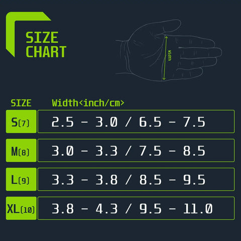 Size chart for Ambidextrous ANSI A6 Cut Resistant Gloves For Chefs And Butchers Blue Food Safe Pro Grade Hand Protection