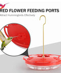 Two Pack 16 Oz Hummingbird Feeders Dish Style Leak Proof With Built In Ant Moat And Bee Proof Feeding Ports in red