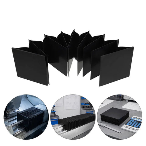 Black PVC Accordion Bellows Cover For CNC Milling Machines 4x4 Inch Built Tough Foldable Dustproof Flexible Guard