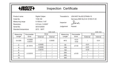 NIST Traceable Inspection Certificate for Stainless Steel Dial Caliper Built Tough For 0-6 Inch Measurements With Shockproof Dial Indicator