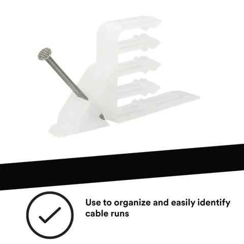 3M S I 1 Cable Stacker Pack Of 25 durable reclaimed plastic clamp with nail for organizing multiple cables.