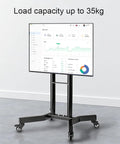 Straight Up Solid Rolling TV Cart With Height Adjustable Monitor Arms And Heavy Duty Mobile Entertainment Stand on smooth casters with 35kg capacity.