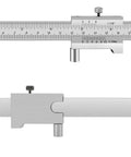 Front and back view of Parallel Crossed Caliper 0-20 Centimeters (0-8 Inches) With Two Carbide Scriber Needles, Stainless Steel Vernier Caliper And Marking Gauge For Pro Grade Measurements, Scribing, Marking, And Craft Projects.