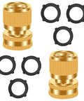 Heavy Duty Rust Resistant Brass Garden Hose Quick Connect Fittings Three Quarter Inch GHT Female To Female Adapters No Leak Easy To Use Includes Two Female Connectors For Fast Leak Free Hose Setup