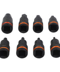 Tough Chrome Vanadium Steel Hex Socket Adapter Kit For Impact Drivers Fits H4 Through H17 Sizes With 8 Pieces Ready To Rock In Any Workshop Job Without Stripping Or Breaking Under Heavy Torque. H4-H17 adapters, 8-piece set, black steel.