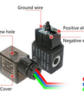4V210-08 Quarter Inch PT Pneumatic Solenoid Valve detailed wiring overview showing electrodes and coil cover