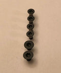 Heavy Duty Badass Matte Black Scale And Pivot Torx Screws Set For Spyderco Manix 2 XL G10 Handle Upgrade Professional Replacement Hardware Kit That Goes Hard, six matte black screws in line.