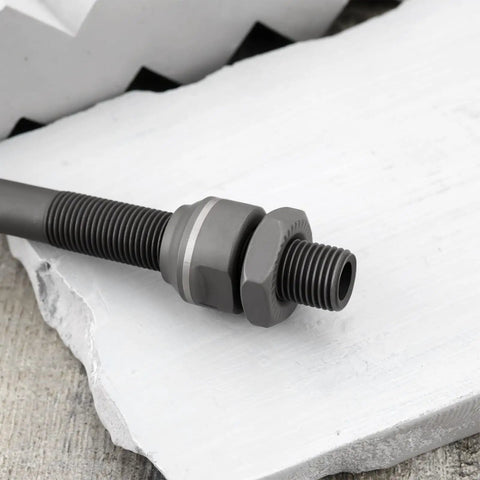Close-up of threaded end of 10mm Hollow Rear Axle For MTB And Road Bikes 145mm Length Steel Replacement Upgrade