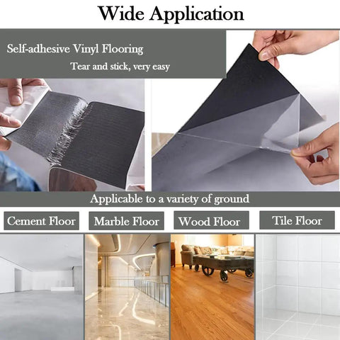 Peel And Stick Vinyl Floor Tiles 12x12 Inches Self Adhesive One Point Five Millimeter Thick Black Flooring for kitchens