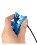 Hand using Pro Bike Hydraulic Disc Brake Tool Kit With Pneumatic Grippers to cut brake hose, aluminum alloy.
