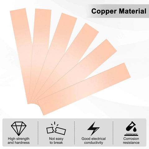 Copper Shim Strip Set of Three 6 Inch By 1 Inch Flat Bar Stock With 0.002 0.004 0.006 0.008 0.012 0.016 Inch Thickness for crafts