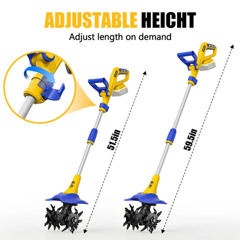 Cordless Garden Tiller No Cord Hassle That Uses Your 20V Battery 330 RPM With 48 Steel Tines, adjustable height feature