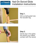 Installation steps for One Inch Round Nail On Swivel Felt Furniture Sliders For Straight Or Angled Wooden Legs Set Of Four Brass Finish Floor Protectors Glide Pads That Smoothly Move On Hardwood Or Tile Without Scratching