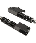Hydraulic Front Shock Absorber Fork, 200mm Travel, Aluminum Alloy, dual pack with M12 mounts, black finish, laid on white background
