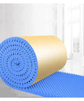 Heavy Duty Blue Egg Crate Acoustic Foam Panels 7 Cm Thick Self Adhesive Sound Dampening Wall Tiles rolled up in a room.