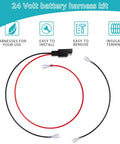 24V Battery Harness Kit With 2Pin SAE Connector For Electric Bikes Insulated Terminal Harness Converts Two 12V Batteries Into 24V DIY