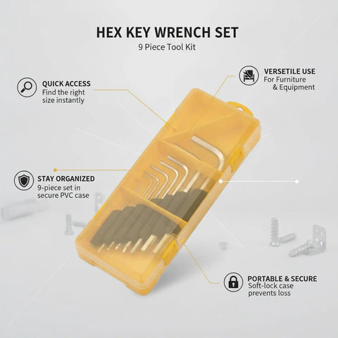 Rock Solid Pvc Hex Key Set With Secure Case That Keeps Nine Essential Wrenches Safe For Easy Furniture Assembly And Quick Home Repairs Anywhere
