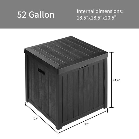 52 Gallon Outdoor Storage Box Deck Box Weatherproof Bench Black That Doubles as Extra Seating Waterproof Patio Chest Heavy Duty 440 Lb Capacity For Patio Use