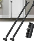 Security Bar And Sliding Glass Door Lock Adjustable Door Jammer With Interchangeable Caps And Rubber Tips Lightweight Portable Two Pack For Apartment Home And Travel Protection Black shown in a room setup.