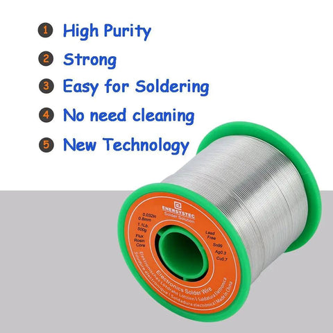 Lead Free Solder Wire With Rosin Core Flux 2.5 Percent Flow 0.032 Inch 0.8mm Diameter 1.1 Pound 500 Gram Spool