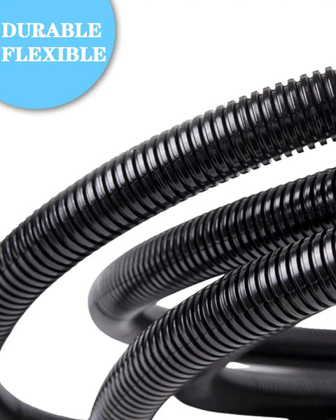Close-up of black One Quarter Inch Wire Loom Split Tubing 100 Ft Black Cord Protector showing flexible, durable polyethylene material.
