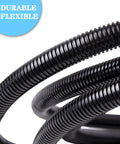 Close-up of 1/4 Inch Wire Loom Split Tubing 33 Ft Black Cord Protector highlighting its durable, flexible polyethylene design.