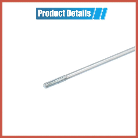 Close-up of 14G J Bend Galvanized Bike Spoke 305mm 12 Inch, threaded end, for Mountain Bike MTB Wheel Repair