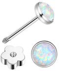 Drop Dead Stunning Opal Studs Flat Back Titanium Earrings For Women Hypoallergenic Screw Back Jewelry, close-up view.
