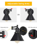 Black Plug In Wall Lamps Two Pack With Swing Arm Range 270 Degree Adjustment And 180 Degree Base On Off Switch Wall Sconces