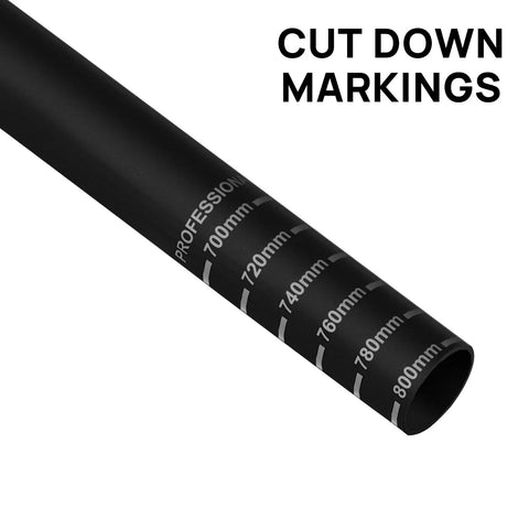 Aluminum Mountain Bike Riser Handlebar 35mm Clamp 800mm Wide 38mm Rise 6061 Alloy with cut down markings for precise sizing
