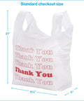 White Thank You Bags Case Of 1000, 11.5 By 6 By 21 Inches, 0.48 Mil HDPE Plastic, Standard Grocery Size For Takeout