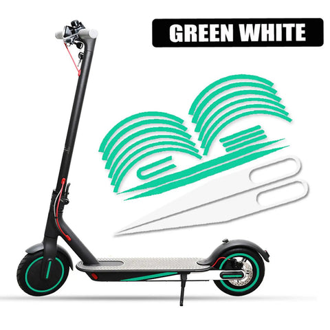 Reflective Waterproof Scooter Sticker Cover for Electric Scooters, Durable Scratch Resistant Body Decal with green accents