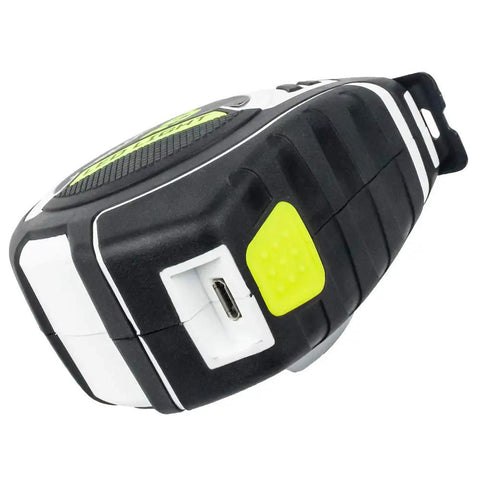Rechargeable LED Light Tape Measure 25ft 1 Inch Tape With Slimline Case showing USB port for charging