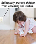 Baby on floor near switch with Clear Light Switch Guard 6 Pack Childproof Toggle Switch Cover to Prevent Accidental On Off
