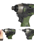 Kickin Power Cordless Brushless Drill 140Nm Impact Driver close-up with metal ratchet chuck, showcasing cordless design and grip.