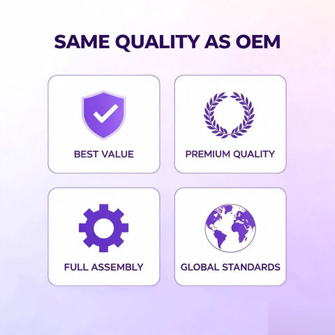 Graphic showcasing quality indicators: Best Value, Premium Quality, Full Assembly, and Global Standards for Heavy Duty Engine Water Pump.
