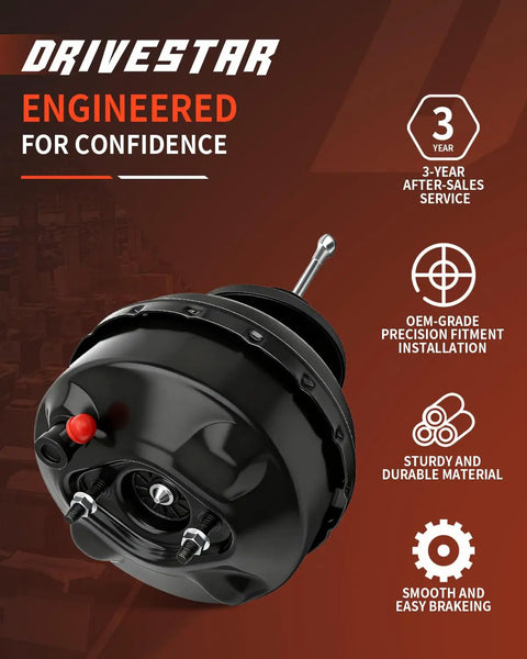 Premium Power Brake Booster Built Rock Solid For Consistent Stopping, showing EPDM seal and steel rod for a Chevy Impala.