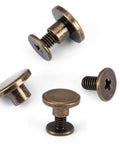 Slick Screw On Brads For Leather Crafts Dope Flat Head Rivets 5mm Copper Brass Repair Fasteners Anti Rust in four angles.