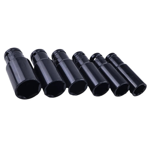 Half Inch Drive Harmonic Balancer Socket Set For Crank Bolts in various sizes, showing six heavy-duty sockets designed for enhanced torque.