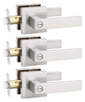 Three Pack Satin Nickel Privacy Door Levers For Interior Doors Bedroom And Bathroom Handleset With Privacy Lock Heavy Duty