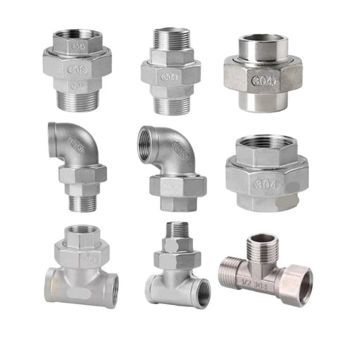 Heavy Duty 304 Stainless Steel Union Joint Coupling Male To Male BSP Pipe Fitting assortment for plumbing connections
