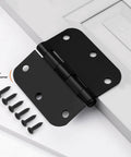 Black Interior Door Hinges 3.5 Inch By 3.5 Inch With Six Holes And 270 Degree Rotation, Rounded Five Eighth Inch Radius Corners